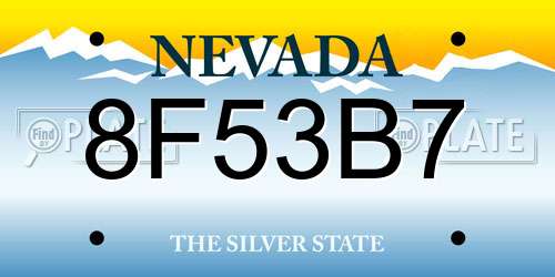8F53B7 Nevada License Plate