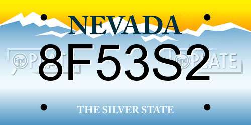 8F53S2 Nevada License Plate