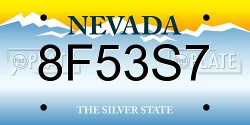 8F53S7 Nevada License Plate