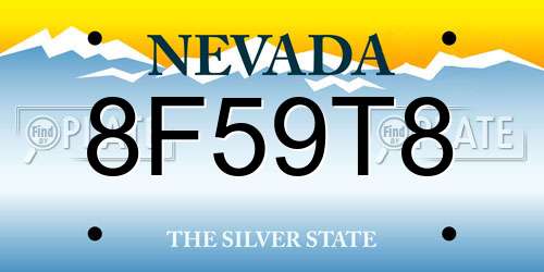 8F59T8 Nevada License Plate