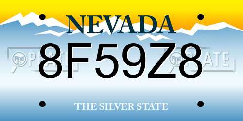 8F59Z8 Nevada License Plate