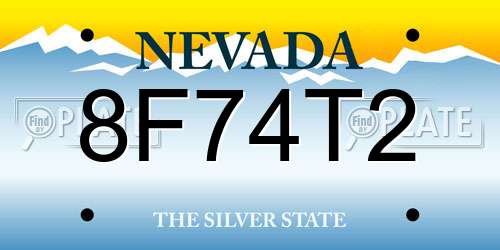 8F74T2 Nevada License Plate