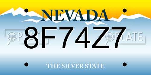 8F74Z7 Nevada License Plate