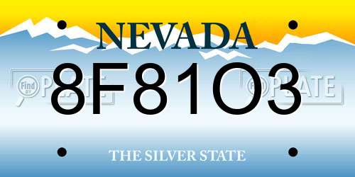 8F81O3 Nevada License Plate