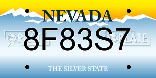 8F83S7 Nevada License Plate