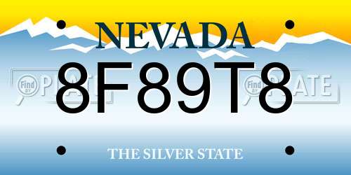 8F89T8 Nevada License Plate