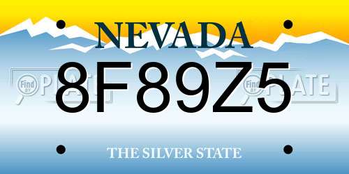 8F89Z5 Nevada License Plate