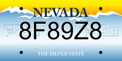 8F89Z8 Nevada License Plate