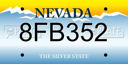 8FB352 Nevada License Plate