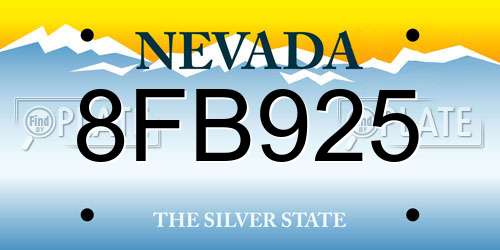 8FB925 Nevada License Plate