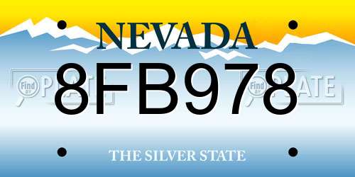 8FB978 Nevada License Plate