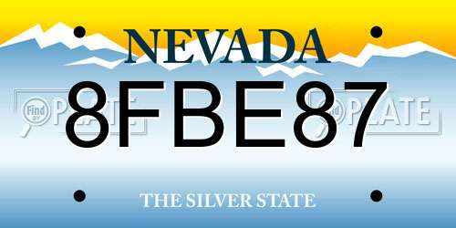8FBE87 Nevada License Plate