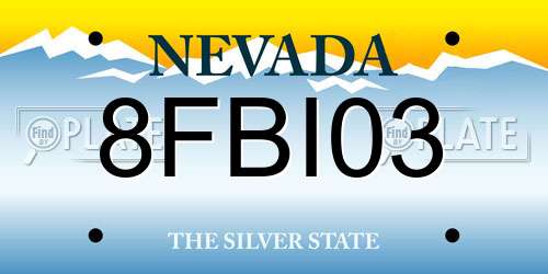 8FBI03 Nevada License Plate