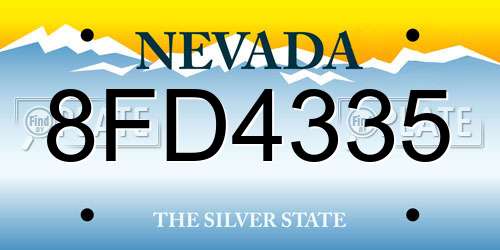 8FD4335 Nevada License Plate