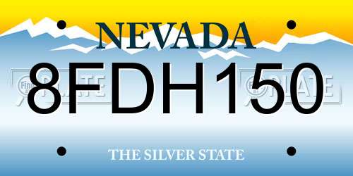 8FDH150 Nevada License Plate