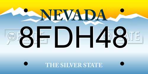 8FDH48 Nevada License Plate