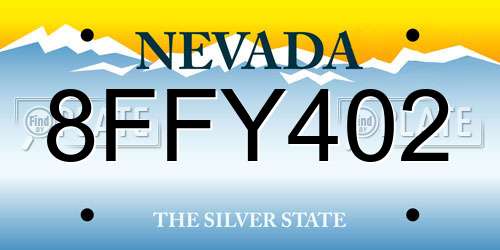 8FFY402 Nevada License Plate