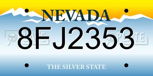 8FJ2353 Nevada License Plate