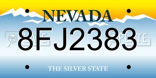 8FJ2383 Nevada License Plate