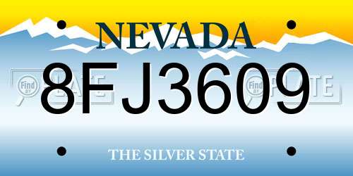 8FJ3609 Nevada License Plate