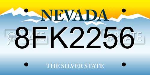 8FK2256 Nevada License Plate