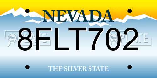 8FLT702 Nevada License Plate