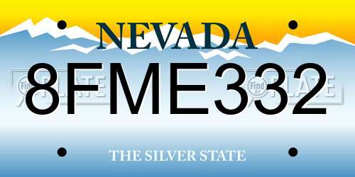 8FME332 Nevada License Plate
