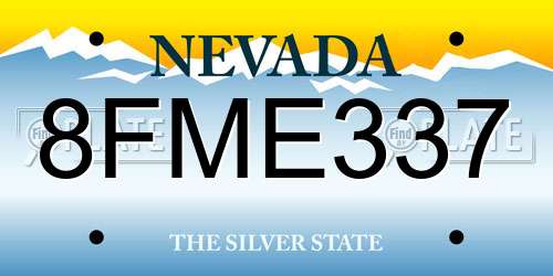 8FME337 Nevada License Plate
