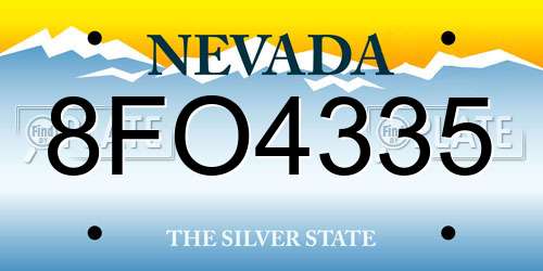 8FO4335 Nevada License Plate