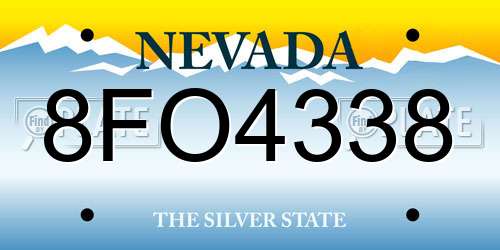 8FO4338 Nevada License Plate
