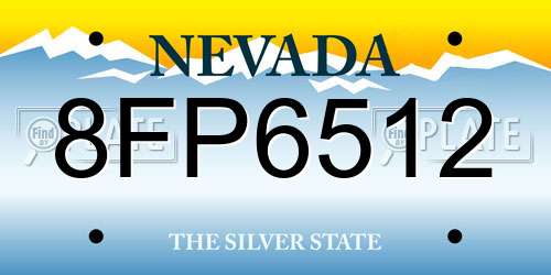 8FP6512 Nevada License Plate