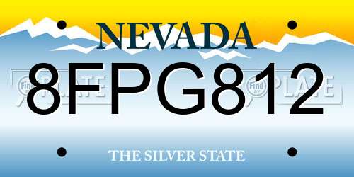 8FPG812 Nevada License Plate