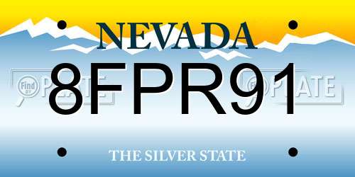 8FPR91 Nevada License Plate