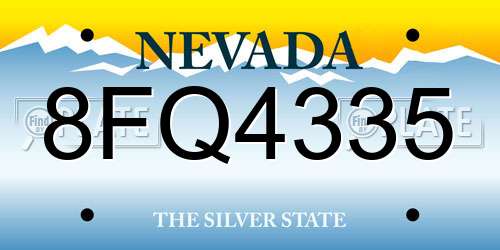 8FQ4335 Nevada License Plate