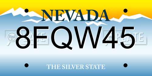 8FQW45 Nevada License Plate