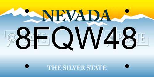 8FQW48 Nevada License Plate