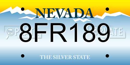 8FR189 Nevada License Plate