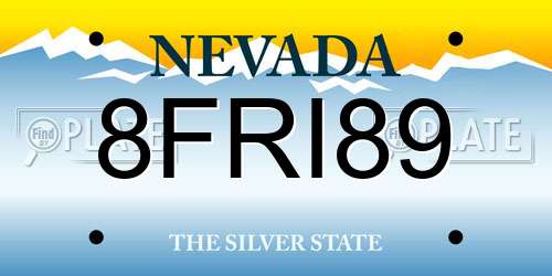 8FRI89 Nevada License Plate