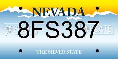 8FS387 Nevada License Plate