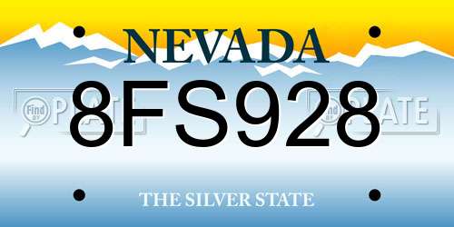 8FS928 Nevada License Plate