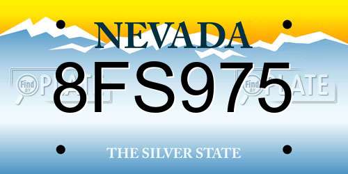 8FS975 Nevada License Plate