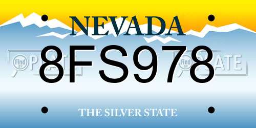 8FS978 Nevada License Plate