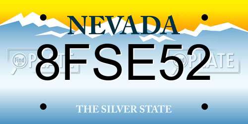 8FSE52 Nevada License Plate