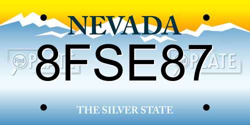 8FSE87 Nevada License Plate