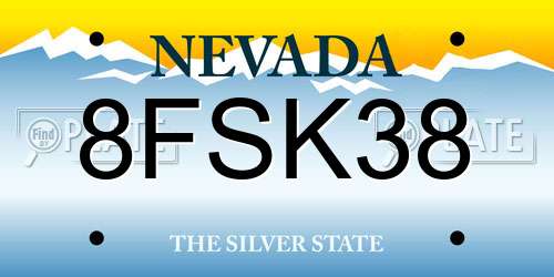 8FSK38 Nevada License Plate