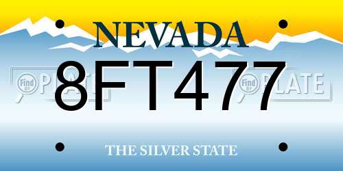 8FT477 Nevada License Plate