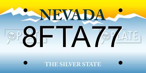 8FTA77 Nevada License Plate