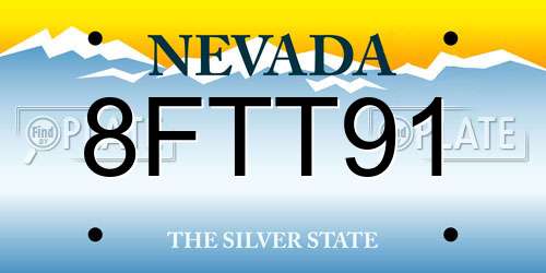 8FTT91 Nevada License Plate
