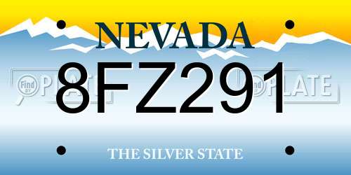 8FZ291 Nevada License Plate