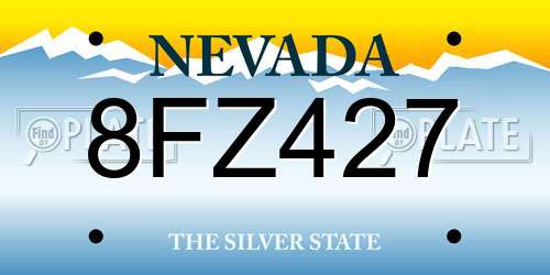 8FZ427 Nevada License Plate